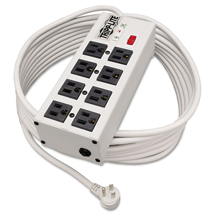 Picture of Isobar Metal Surge Suppressor, 8 Outlets, 25 ft Cord, 3840 Joules, Light Gray