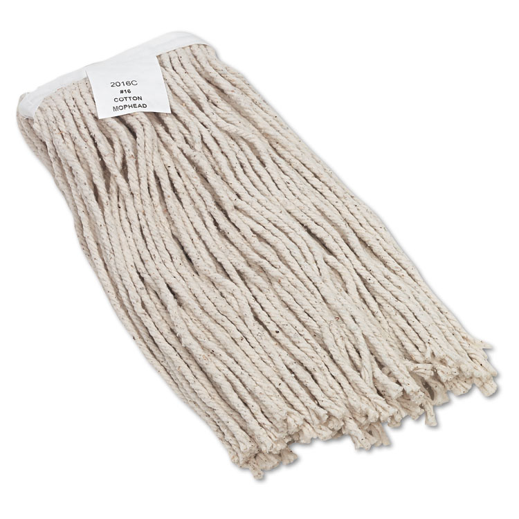 CUT-END WET MOP HEAD, COTTON, NO. 16 SIZE, WHITE