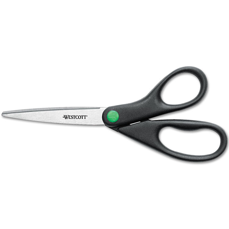 Picture of KleenEarth Recycled Stainless Steel Scissors, 8" Straight, Black