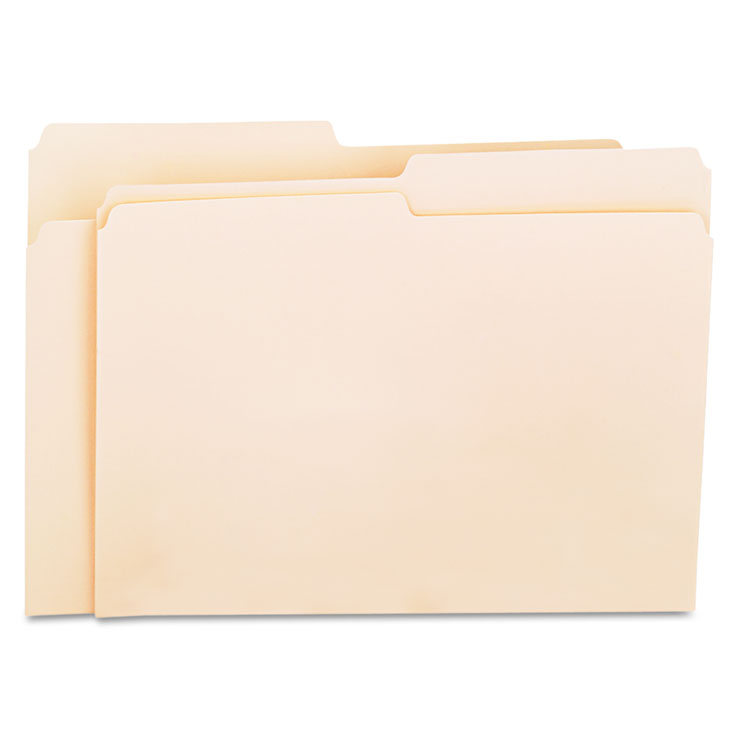 Picture of File Folders, 1/2 Cut, One-Ply Top Tab, Letter, Manila, 100/Box