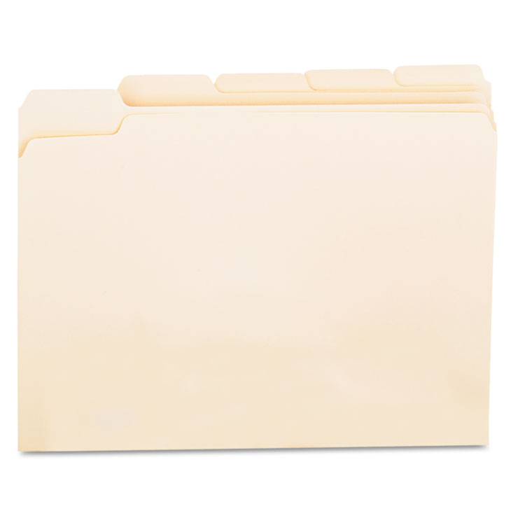 Picture of File Folders, 1/5 Cut Assorted, One-Ply Top Tab, Letter, Manila, 100/Box