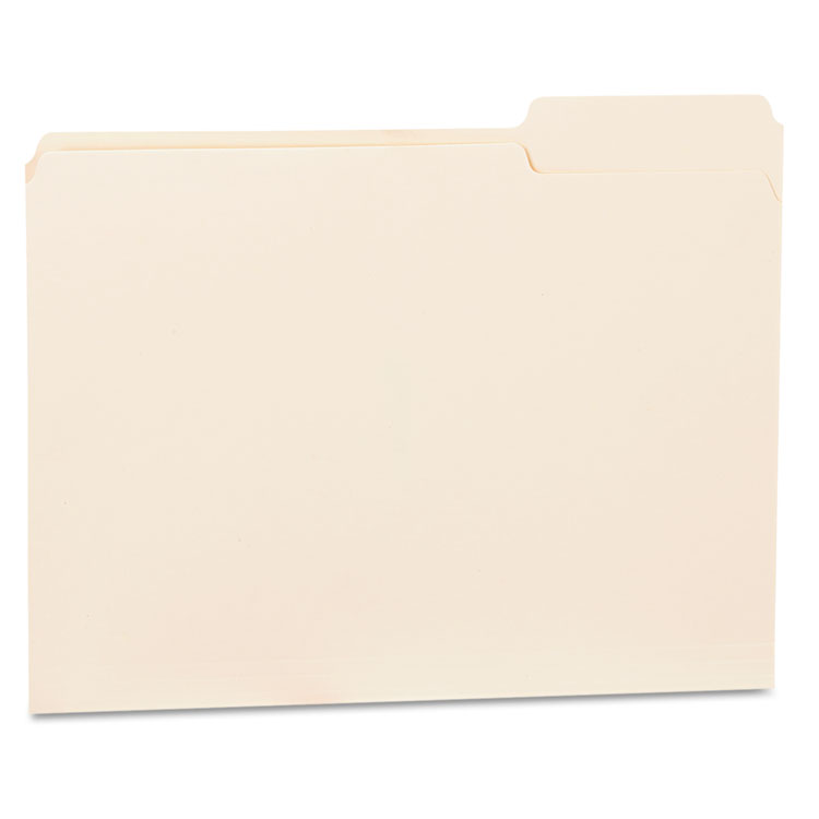 Picture of File Folders, 1/3 Cut Third Position, One-Ply Top Tab, Letter, Manila, 100/Box