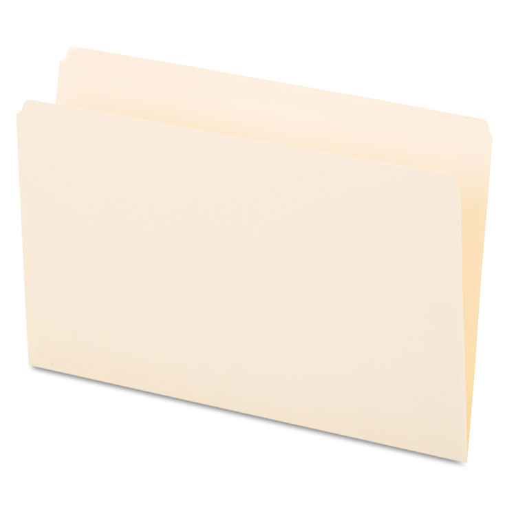Picture of File Folders, Straight Cut, One-Ply Top Tab, Legal, Manila, 100/Box