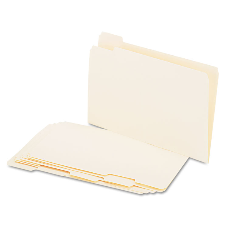 Picture of File Folders, 1/5 Cut Assorted, One-Ply Top Tab, Legal, Manila, 100/Box