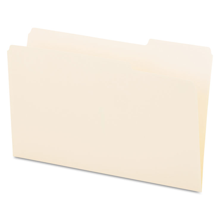 Picture of File Folders, 1/3 Cut, One-Ply Top Tab, Third Position, Legal, Manila, 100/Box