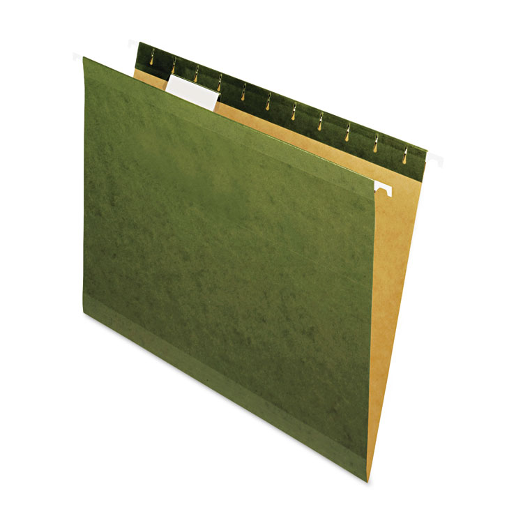 Picture of Reinforced Recycled Hanging Folder, 1/5 Cut, Letter, Standard Green, 25/Box