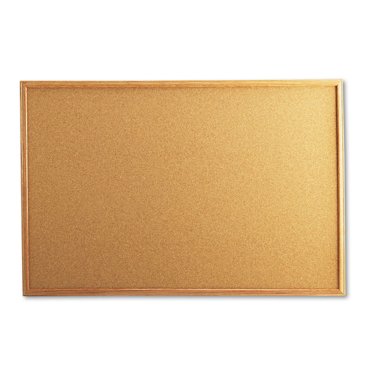 Picture of Cork Board with Oak Style Frame, 36 x 24, Natural, Oak-Finished Frame