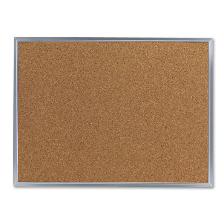 Picture of Bulletin Board, Natural Cork, 24 x 18, Satin-Finished Aluminum Frame