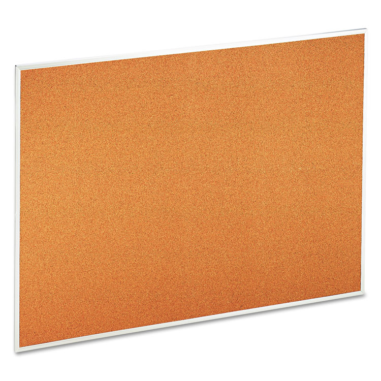 Picture of Bulletin Board, Natural Cork, 48 x 36, Satin-Finished Aluminum Frame