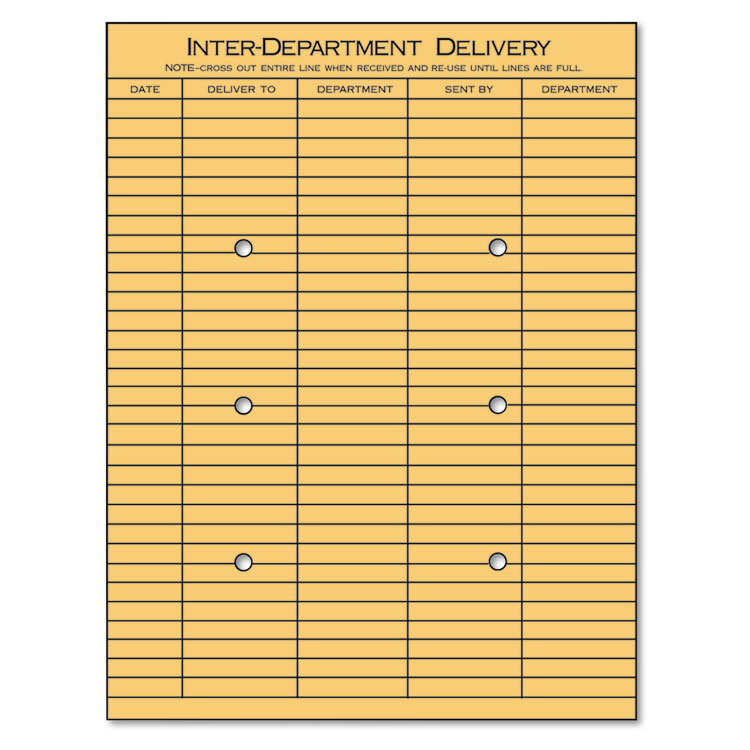 Picture of Light Brown Kraft String & Button Interoffice Envelope, 10 x 13, 100/Box