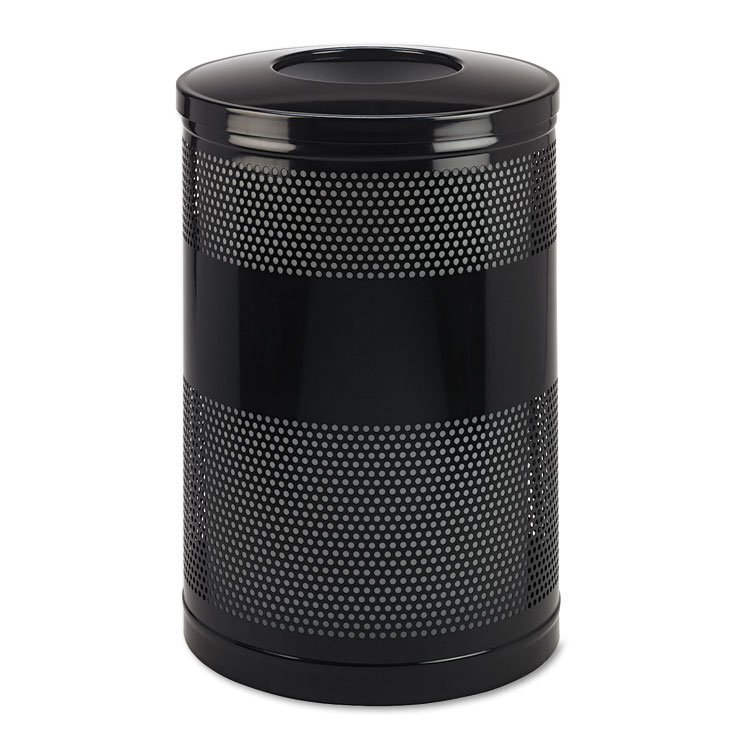 Picture of Classics Perforated Open Top Receptacle, Round, Steel, 51gal, Black