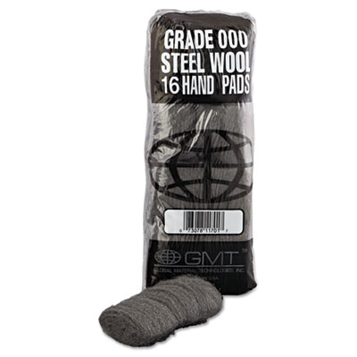16/Pack 192/Carton #0000 Super Fine GMA 117000 Industrial-Quality Steel Wool Hand Pad 