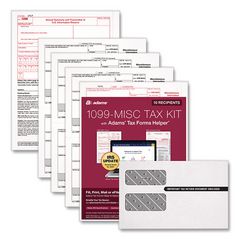 4-Part 1099-MISC Tax Form Kit with Envelopes and Tax Forms Helper, Fiscal Year: 2024, 8 x 5, 2 Forms/Sheet, 10 Forms Total