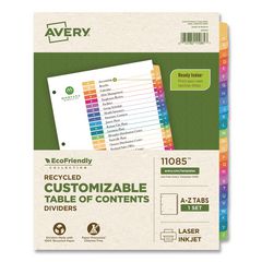 Customizable Table of Contents Ready Index Dividers with Multicolor Tabs, 26-Tab, A to Z, 11 x 8.5, White, 1 Set