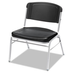 Rough n Ready Wide-Format Big and Tall Stack Chair, Supports Up to 500 lb, Black Seat/Back, Silver Base, 4/Carton