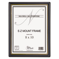 EZ Mount Document Frame with Trim Accent and Plastic Face, Plastic, 8 x 10, Black/Gold