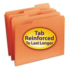 Reinforced Top Tab Colored File Folders, 1/3-Cut Tabs, Letter Size, Orange, 100/Box