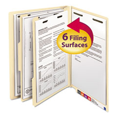 Manila End Tab Classification Folders, Straight Tab, Expands 2", 2 Dividers, 6 Fasteners, Letter Size, Manila, 10/Box
