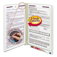 End Tab Pressboard Classification Folders, Straight Tab, Expands 2", 2 SafeSHIELD Fasteners, Legal Size, Gray-Green, 25/Box