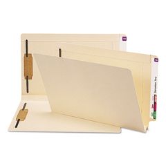 Manila End Tab Fastener Folders, W-Fold Design, Reinforced Straight Tab, Expands 1.5", 2 Fasteners, Legal Size, Manila, 50/BX
