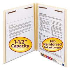 Manila End Tab Fastener Folders, W-Fold Design, Reinforced Straight Tab, Expand 1.5", 2 Fasteners, Letter Size, Manila, 50/BX