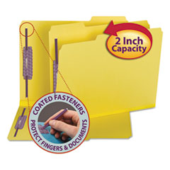 Colored Pressboard Fastener Folders, 1/3-Cut Tab: Assorted, Expands 2", 2 SafeSHIELD Fasteners, Letter Size, Yellow, 25/Box