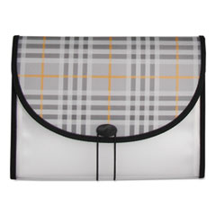 Plaid Design Expanding Files, 1.5" Expansion, 13 Sections, Cord/Hook Closure, 1/6-Cut Tabs, Letter Size, Gray Plaid