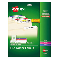 Permanent TrueBlock File Folder Label with Sure-Feed Technology, 0.66" x 3.44", White, 30/Sheet, 25 Sheets/Pack