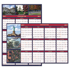 Recycled US Monuments Reversible/Erasable Yearly Wall Calendar, 24 x 37, 2017