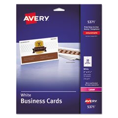 Printable Microperforated Business Cards with Sure Feed Technology, Laser, 2 x 3.5, White, 10/Sheet, 25 Sheets/Pack