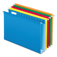 Extra Capacity Reinforced Hanging File Folders with Box Bottom w/ Tabs, 2" Capacity, Legal, 1/5-Cut Tabs, Asst Colors,25/BX