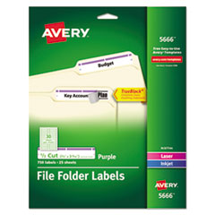 Permanent TrueBlock File Folder Labels with Sure Feed Technology, 0.66" x 3.44", White, 30/Sheet, 25 Sheets/Pack