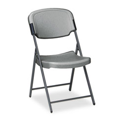 Rough n Ready Commercial Folding Chair, Supports Up to 350 lb, Charcoal Seat/Back, Silver Base