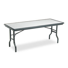 IndestrucTables Resin Rectangular Folding Table, 72w x 30d x 29h, Granite/Black