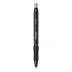 S-Gel High-Performance Gel Pen, Retractable, Fine 0.5 mm, Red Ink, Black Barrel, Dozen