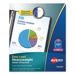 Heavyweight Easy Load Diamond Clear Sheet Protector, Side: 3-Hole Punched, Top Load 8.5 x 11 Insert, Clear Front, 200/Box