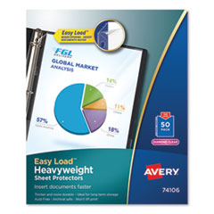 Heavyweight Easy Load Diamond Clear Sheet Protector, Side: 3-Hole Punched, Top Load 8.5 x 11 Insert, Clear Front, 50/Box