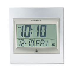 TechTime II Radio-Controlled LCD Wall or Table Alarm Clock, 8.75" x 9.25", Silver/Titanium Case, 1 AA (sold separately)