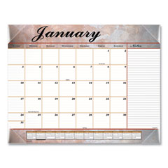 Marbled Desk Pad, Marbled Stone Artwork, 22 x 17, White/Multicolor Sheets, Clear Corners, 12-Month (Jan to Dec): 2026