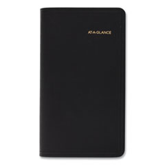 At-A-Glance Deluxe Monthly Pocket Planner - Monthly - 13 Month - January 2024 - January 2025 - 1 Month Double Page Layout - 3 1/2 x 6 1/8" Sheet Size - Black - Simulated Leather - Pocket