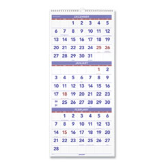 Deluxe Three-Month Reference Wall Calendar, Vertical Orientation, 12 x 27, White Sheets, 14-Month: Dec 2025 to Jan 2027