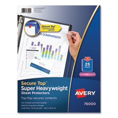 Secure Top Super Heavyweight Diamond Clear Sheet Protector, Side: 3-Hole Punched, Top Load 8.5 x 11 Insert, Clear, 25/Pack