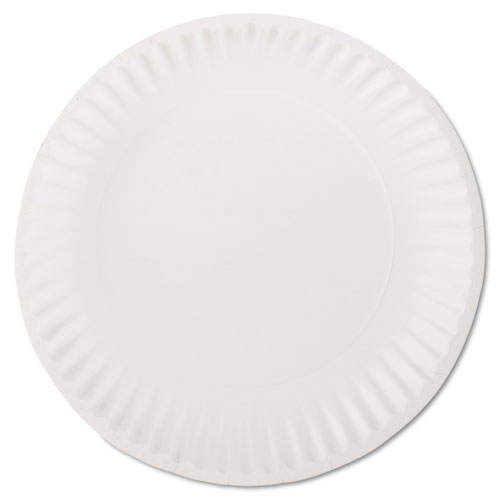 Picture of White Paper Plates, 9" dia, 100/Pack, 10 Packs/Carton