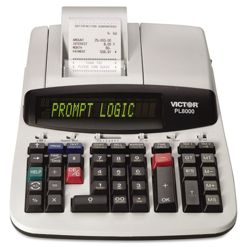 Picture of PL8000 One-Color Prompt Logic Printing Calculator, Black Print, 8 Lines/Sec