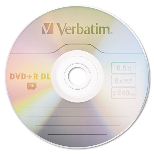 Picture of DVD+R Dual-Layer Recordable Disc, 8.5 GB, 8x, Jewel Case, Silver, 5/Pack