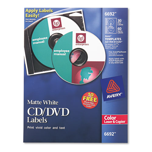 Picture of Laser CD Labels, Matte White, 40/Pack