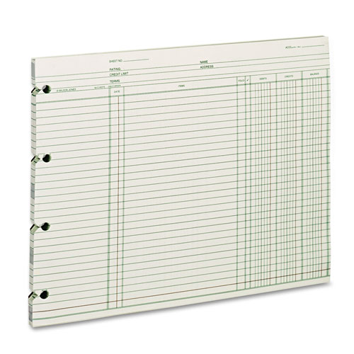 Picture of Accounting Sheets, 9.25 x 11.88, Green, Loose Sheet, 100/Pack