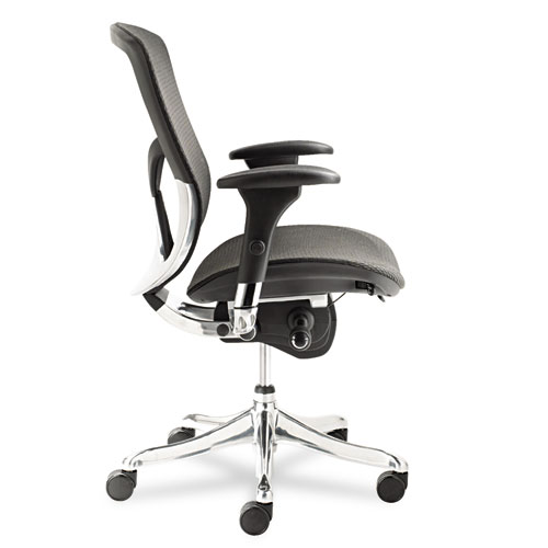 Picture of Alera EQ Series Ergonomic Multifunction Mid-Back Mesh Chair, Supports Up to 250 lb, Black Seat/Back, Aluminum Base