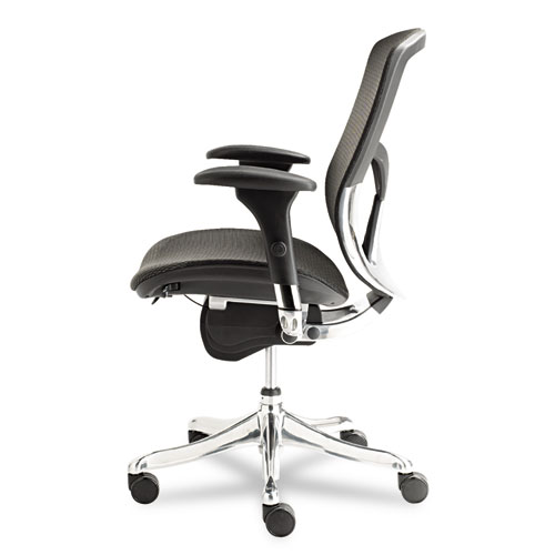 Picture of Alera EQ Series Ergonomic Multifunction Mid-Back Mesh Chair, Supports Up to 250 lb, Black Seat/Back, Aluminum Base