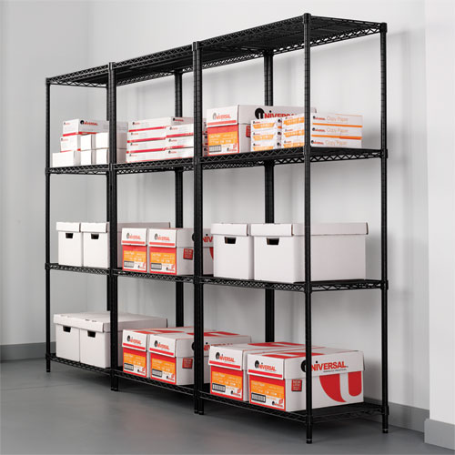 Picture of NSF Certified Industrial Four-Shelf Wire Shelving Kit, 36w x 24d x 72h, Black